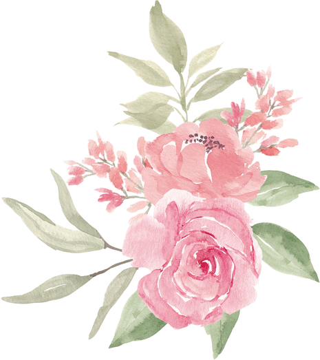 Watercolor Pink Rose Flower Decoration